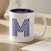 Monogramme Initiale Bleue Moderne Simple