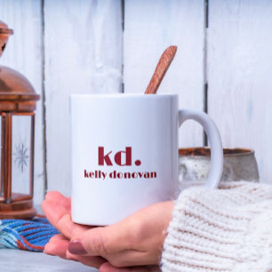 Tasse 2 Couleurs Monogramme moderne et nom Conception minimaliste 1