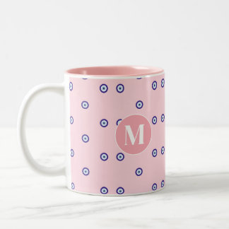Tasse 2 Couleurs Monogramme personnalisé motif d'Œil maléfique rose