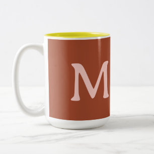 Tasse 2 Couleurs Monogramme personnalisé orange brûlé