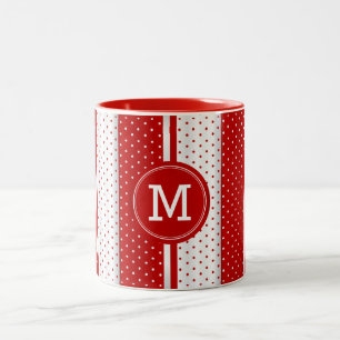 Tasse 2 Couleurs Monogramme Pois rouge et blanc