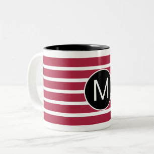 Tasse 2 Couleurs Monogramme rayé bordeaux et noir