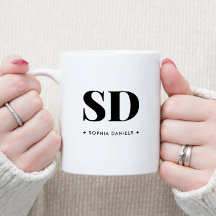 Monogramme Retro Classic Élégant Minimal Noir Blan