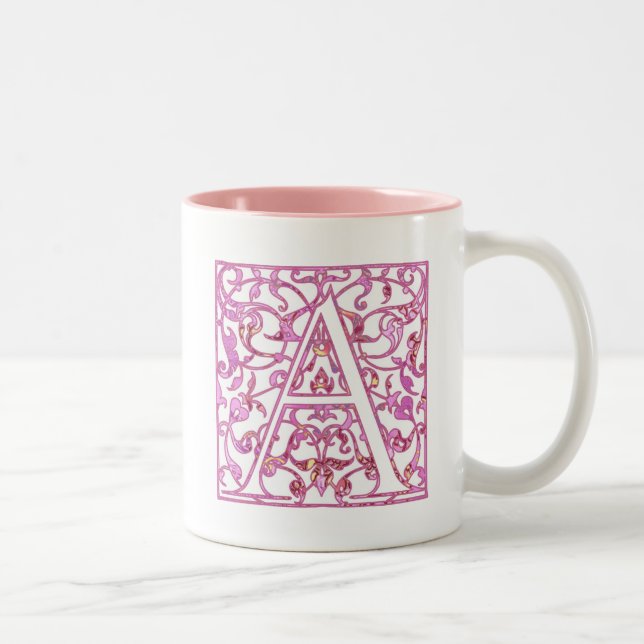 Tasse 2 Couleurs Monogramme rose filigrane (Droit)