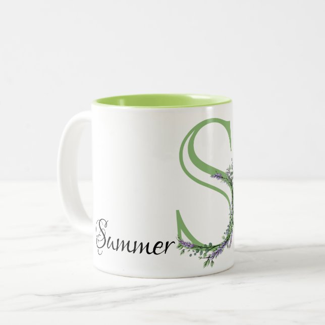 Tasse 2 Couleurs Monogramme S Lavande Eucalyptus (Devant gauche)