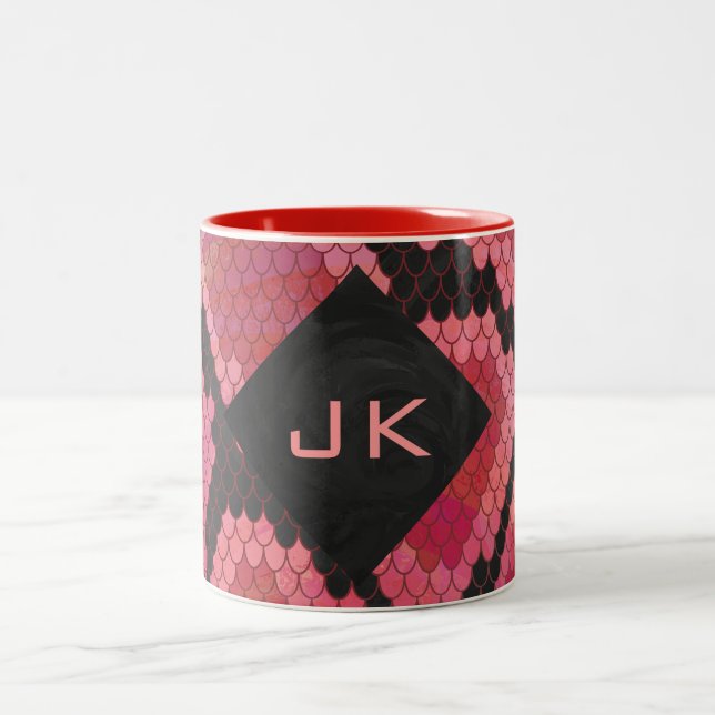 Tasse 2 Couleurs Monogramme serpent noir et rouge imprimé (Centre)