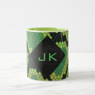 Tasse 2 Couleurs Monogramme Serpent vert et noir