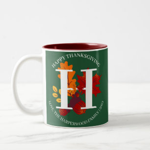 Tasse 2 Couleurs Monogramme Simple Récolte D'automne Joyeux Thanksg