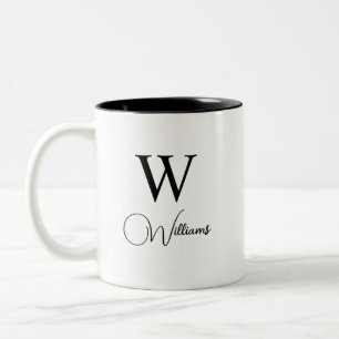 Tasse 2 Couleurs Monogramme tendance personnalisée Lettre moderne e