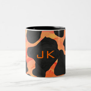 Tasse 2 Couleurs Monogramme vache noir et orange Impression