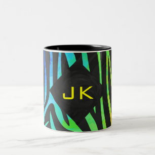 Tasse 2 Couleurs Monogramme Zebra noir et arc-en-ciel