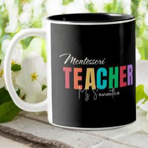 Tasse 2 Couleurs Montessori Enseignant coloré Personnalisé