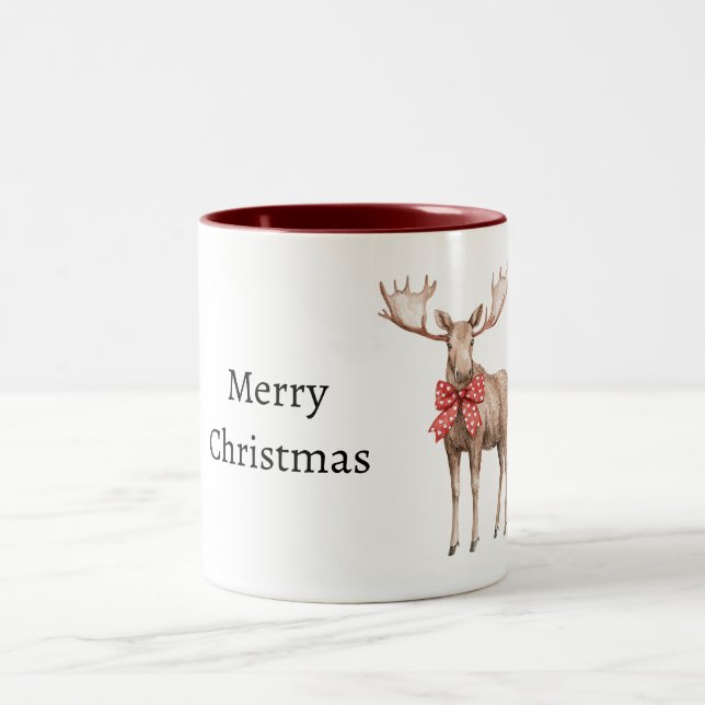 Tasse 2 Couleurs Moose Red Hearts Christmas (Centre)