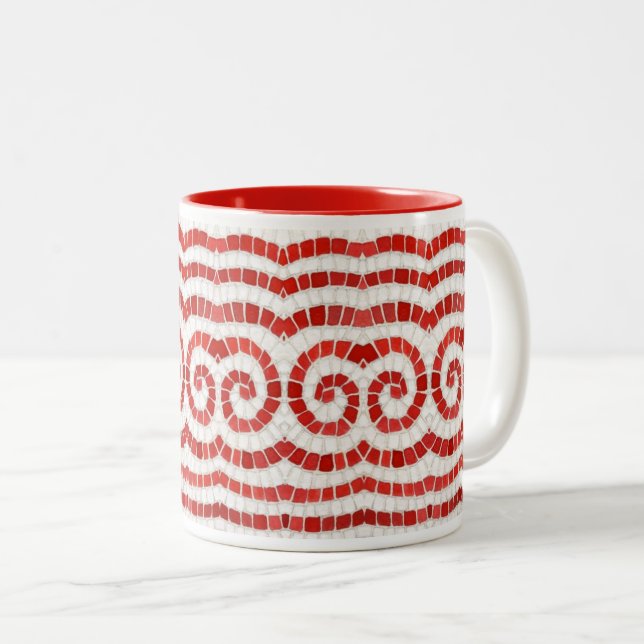Tasse 2 Couleurs MOSAÏQUE ROUGE Rouge à deux tons (Devant droit)