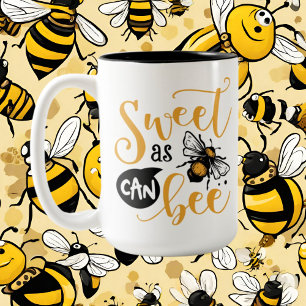 Tasse 2 Couleurs mot d'abeille doux ajouter monogramme