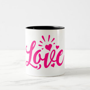 Tasse 2 Couleurs Mot d'amour rose