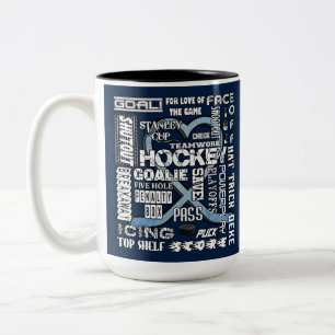 Tasse 2 Couleurs Mot de Hockey Coeur Bleu Ice Logo Blanc 2
