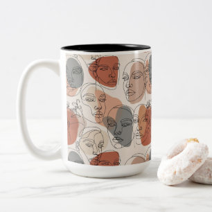 Tasse 2 Couleurs Motif abstrait de visage féminin