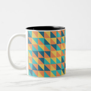 Tasse 2 Couleurs Motif abstrait géométrique Vintage bleu et jaune