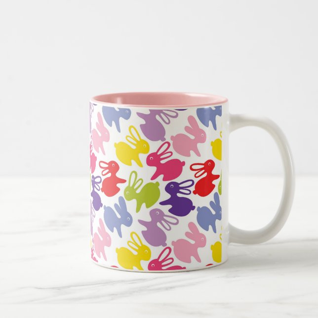Tasse 2 Couleurs motif avec des lapins de Pâques (Droit)