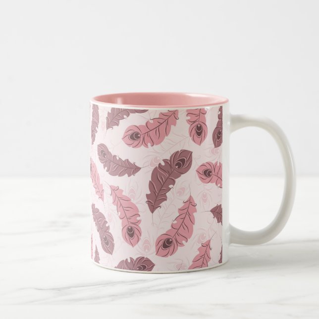 Tasse 2 Couleurs motif avec des plumes de paon (Droit)