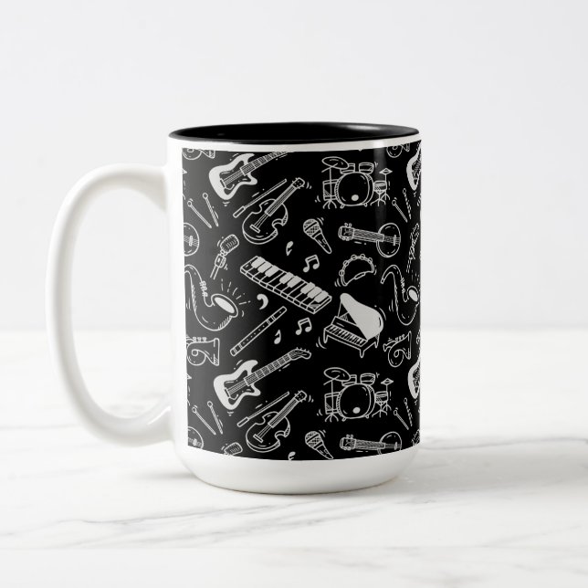 Tasse 2 Couleurs Motif Black & White Instruments (Gauche)