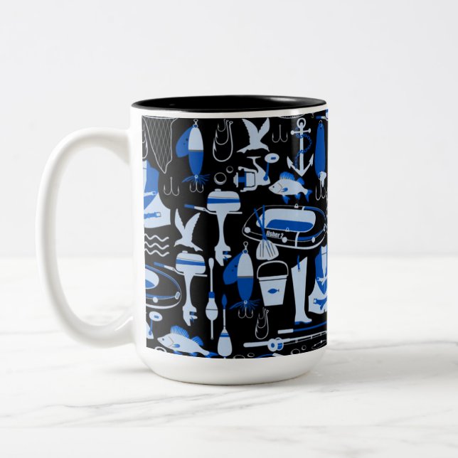 Tasse 2 Couleurs Motif bleu de pêche (Gauche)