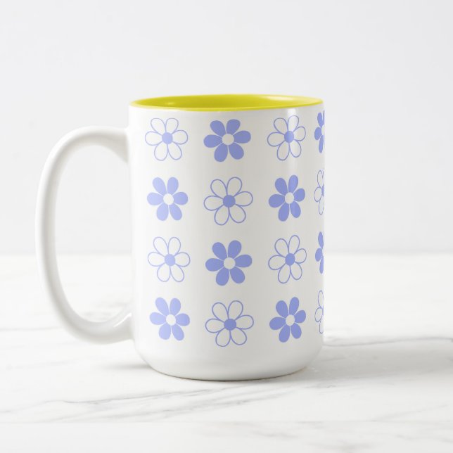 Tasse 2 Couleurs Motif bleu et blanc ciel sur blanc (Gauche)