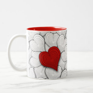 Tasse 2 Couleurs Motif Coeurs d'oignon
