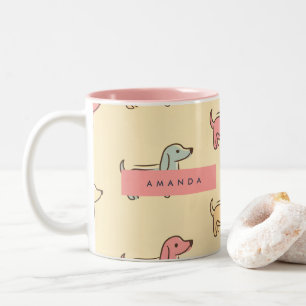 Tasse 2 Couleurs Motif Dachshund adorable personnalisé