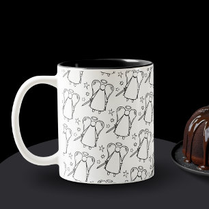 Tasse 2 Couleurs Motif d'ange vengeur blanc et noir