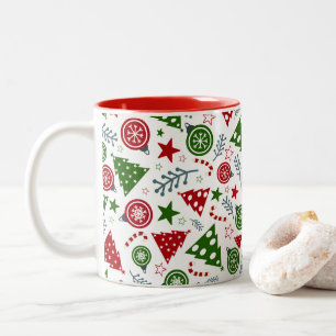 Tasse 2 Couleurs Motif d'arbre de Noël