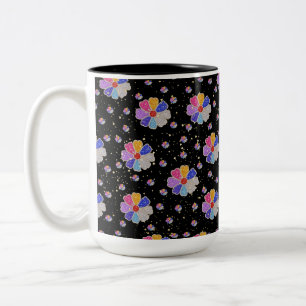 Tasse 2 Couleurs Motif de bijou floral scintillant