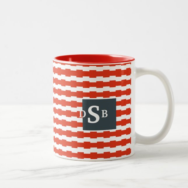 Tasse 2 Couleurs Motif de Boxstripe de monogramme (Droit)