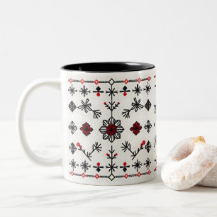 Tasse 2 Couleurs Motif de broderie folklorique traditionnel   Patri