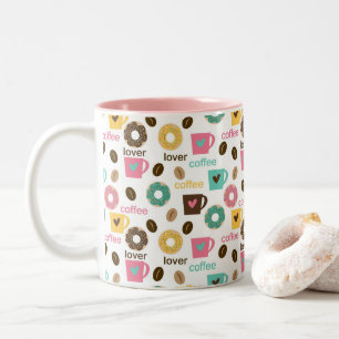 Tasse 2 Couleurs Motif de café et beignet