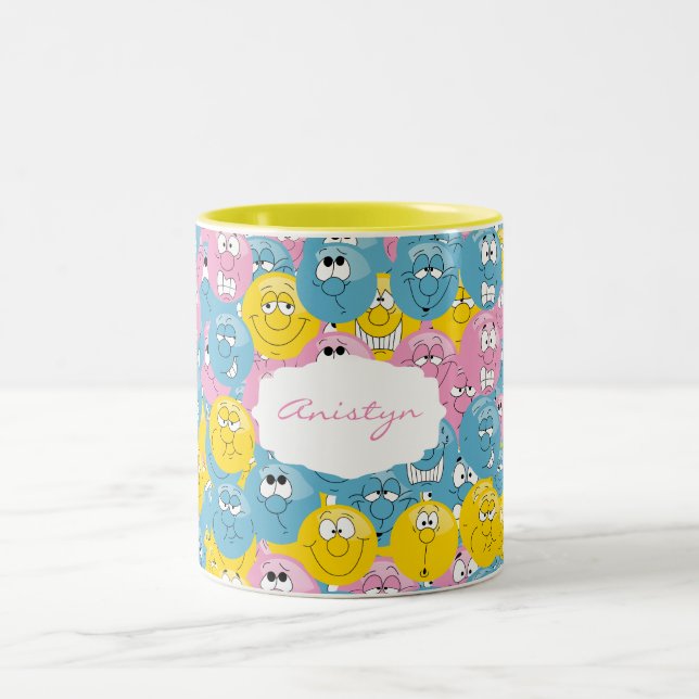 Tasse 2 Couleurs Motif de conception d'amusement d'Emoji (Centre)