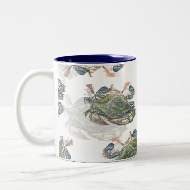 Tasse 2 Couleurs Motif de crabe bleu (Gauche)