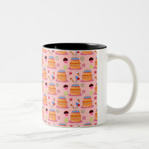 Tasse 2 Couleurs Motif de dessert de pâtisserie