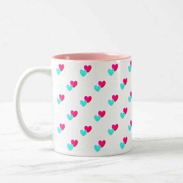 Tasse 2 Couleurs Motif de deux coeurs (Gauche)