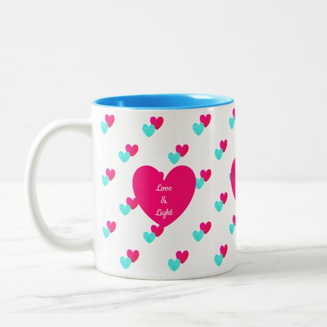 Tasse 2 Couleurs Motif de deux coeurs (Gauche)