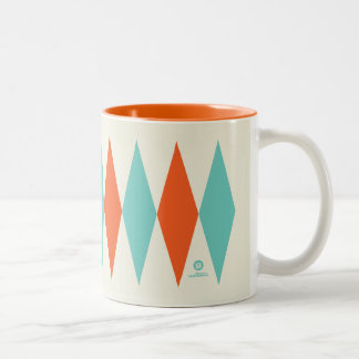 Tasse 2 Couleurs Motif de diamant rétro Aqua et Orange