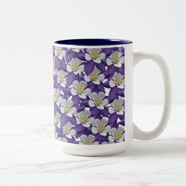 Tasse 2 Couleurs Motif de fleurs Columbine (Droit)