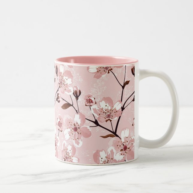 Tasse 2 Couleurs Motif de fleurs de fleurs de cerisier (Droit)