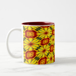 Tasse 2 Couleurs Motif de fleurs d'or