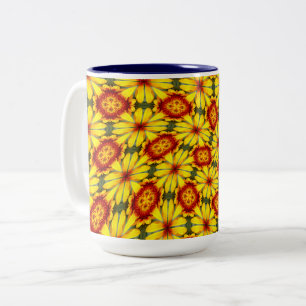 Tasse 2 Couleurs Motif de fleurs d'or
