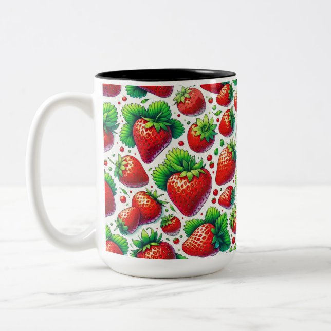 Tasse 2 Couleurs Motif de fraises (Gauche)
