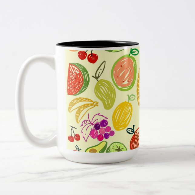 Tasse 2 Couleurs Motif de fruits (Gauche)
