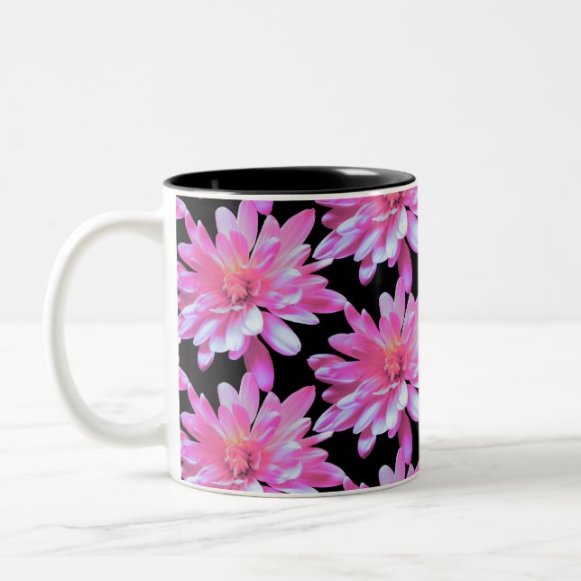 Tasse 2 Couleurs Motif de marguerite rose, fleurs roses (Gauche)