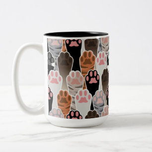 Tasse 2 Couleurs Motif de plusieurs pattes de chat